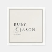 Elegant Royal Ivory Black  Script Wedding Serviette (Vorderseite)