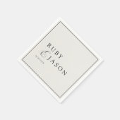 Elegant Royal Ivory Black  Script Wedding Serviette (Ecke)