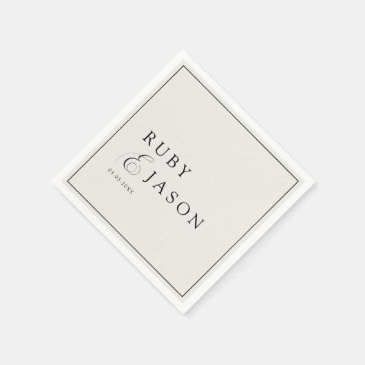 Elegant Royal Ivory Black Script Wedding Serviette (Ecke)