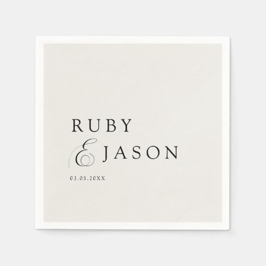 Elegant Royal Ivory Black  Script Wedding Serviette (Vorderseite)