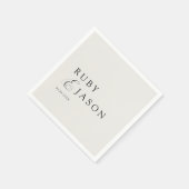 Elegant Royal Ivory Black Script Wedding Serviette (Ecke)