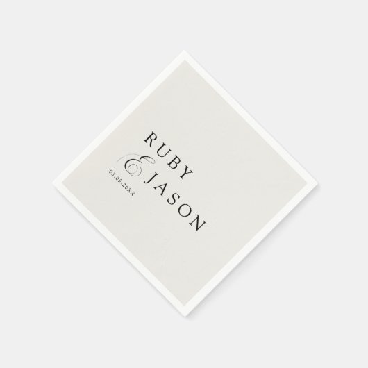 Elegant Royal Ivory Black  Script Wedding Serviette (Ecke)