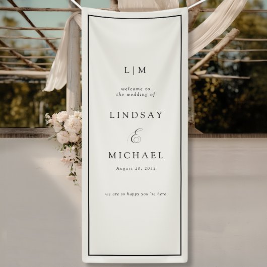 Elegant Royal Ivory Monogram Wedding  Banner
