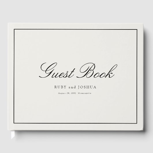 Elegant Royal Ivory Scripted Font Wedding Gästebuch (Vorderseite)