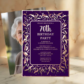 Elegant Royal Lila 70. Custom Birthday Party Folieneinladung