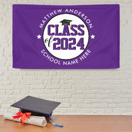 Elegant Royal Lila Class 2024 Abschluss Banner