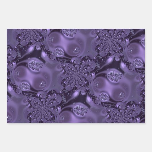 Elegant Royal Lila Liquid Sparkle Geschenkpapier Set (Vorderseite)