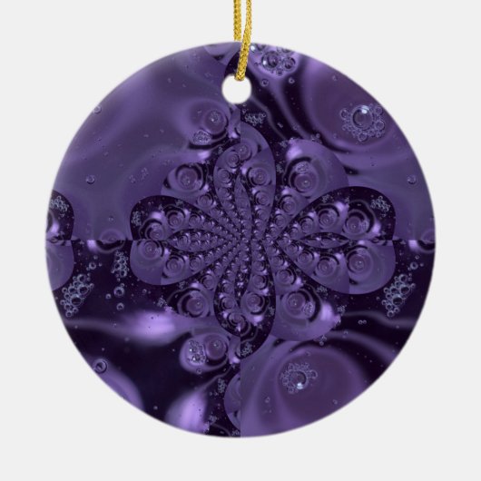 Elegant Royal Lila Liquid Sparkle Keramik Ornament (Vorne)