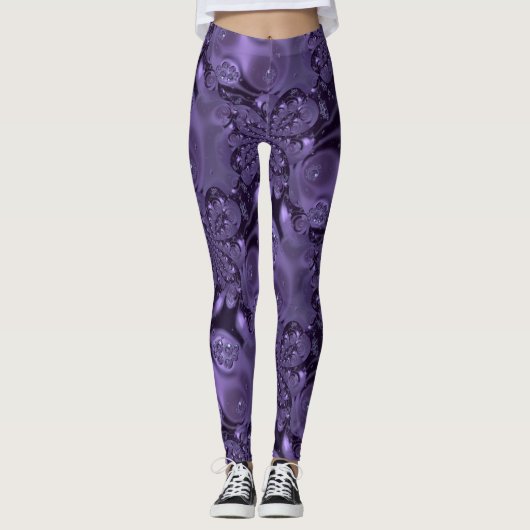Elegant Royal Lila Liquid Sparkle Leggings (Vorderseite)