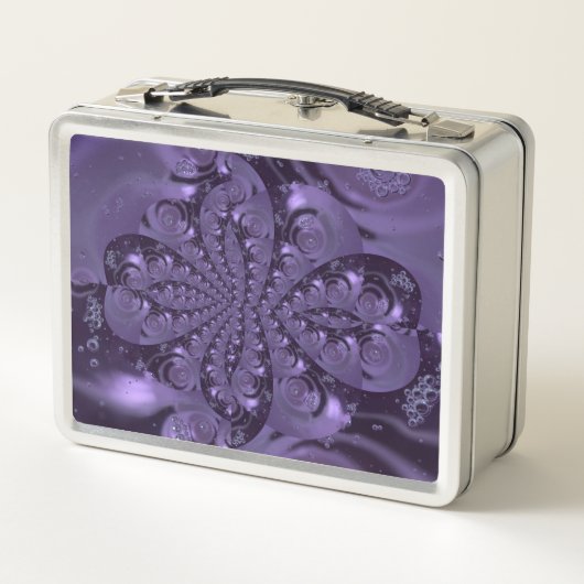 Elegant Royal Lila Liquid Sparkle Metall Brotdose (Rückseite)