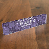 Elegant Royal Lila Liquid Sparkle Namensplakette (Seite)