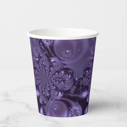 Elegant Royal Lila Liquid Sparkle Pappbecher (Vorderseite)