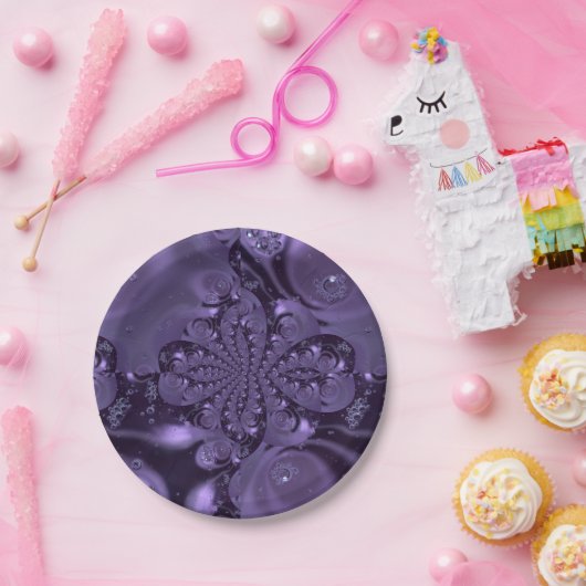 Elegant Royal Lila Liquid Sparkle Pappteller (Party)