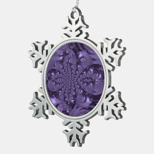 Elegant Royal Lila Liquid Sparkle Schneeflocken Zinn-Ornament (Rechts)