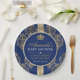 Elegant Royal Prince Baby Shower Pappteller