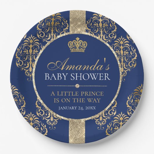 Elegant Royal Prince Baby Shower Pappteller (Vorderseite)