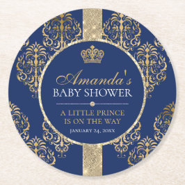 Elegant Royal Prince Baby Shower Runder Pappuntersetzer