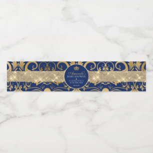 Elegant Royal Prince Baby Shower Wasserflaschenetikett