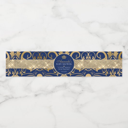 Elegant Royal Prince Baby Shower Wasserflaschenetikett (Einzelnes Label)