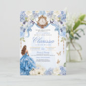 Elegant Royal Princess Light Blue Sweet 16 Einladung (Stehend Vorderseite)