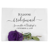 Elegant Royal Purple Rose Posh Bridesmaid Wedding Große Geschenktüte (Rückseite)
