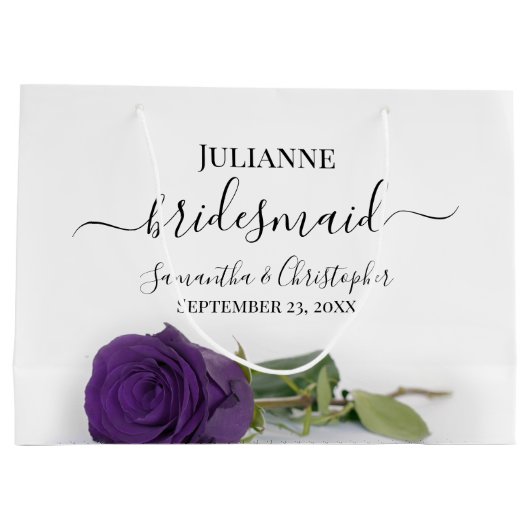 Elegant Royal Purple Rose Posh Bridesmaid Wedding Große Geschenktüte (Rückseite)