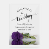 Elegant Royal Purple Rose Romantic Wedding Welcome Acrylschild (Vorderseite)