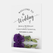 Elegant Royal Purple Rose Romantic Wedding Welcome Acrylschild (Winkel)