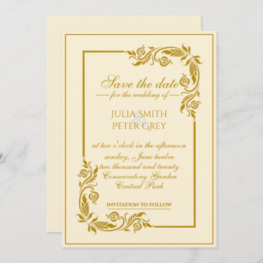 Elegant Royal Save the Date Einladung (Vorne/Hinten)