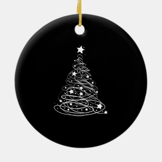 Elegant Royal Schwarz-weiß Merry Christmas Ornamen Keramik Ornament (Hinten)