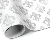 Elegant Royal Silber Fleur De Lis Geschenkpapier (Rolleneckpunkt)