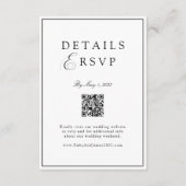 Elegant Royal White & Black QR Code Wedding RSVP  Begleitkarte (Vorderseite)