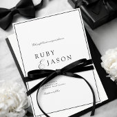 Elegant Royal White & Black  Wedding Einladung