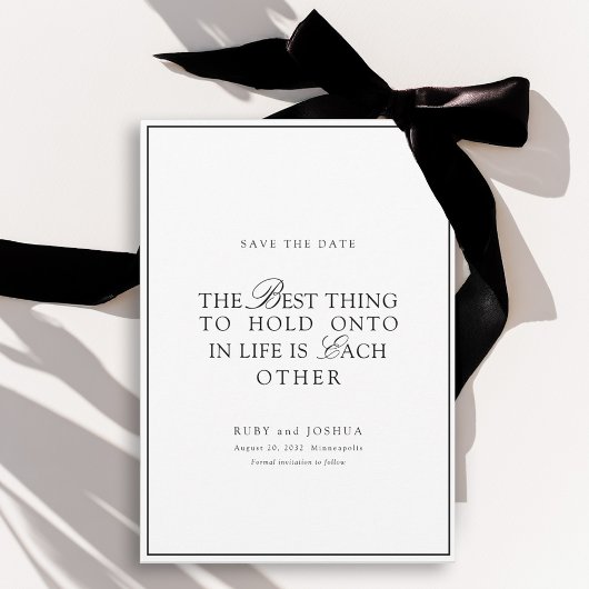 Elegant Royal White & Black Wedding Save The Date