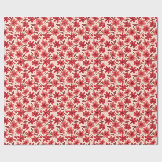 Elegant Ruby Bloom Pattern Geschenkpapier (Flach)
