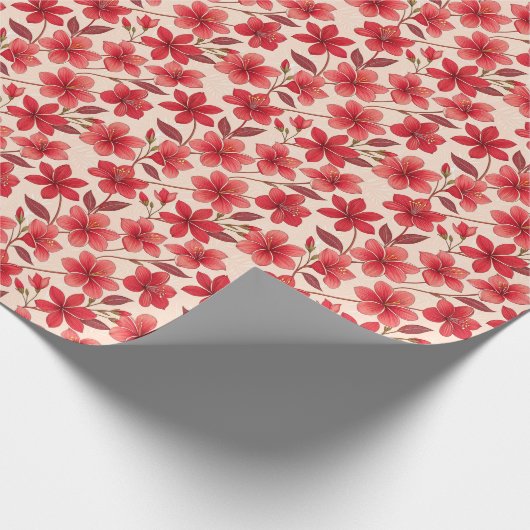 Elegant Ruby Bloom Pattern Geschenkpapier (Ecke)