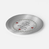 Elegant Ruby | Diamanten 40. Hochzeitstag P Pappteller (Schrägansicht)