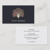 Elegant Ruby Feather Peacock Stylish Designer Visitenkarte (Vorne/Hinten)