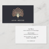 Elegant Ruby Feather Peacock Stylish Designer Visitenkarte (Vorne/Hinten)