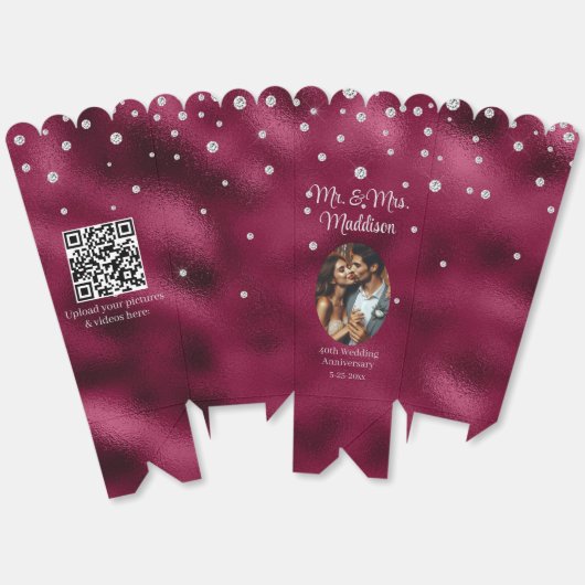 Elegant Ruby Foil & 40 Jahre Popcorn Geschenkschachtel (Ungeklappt)