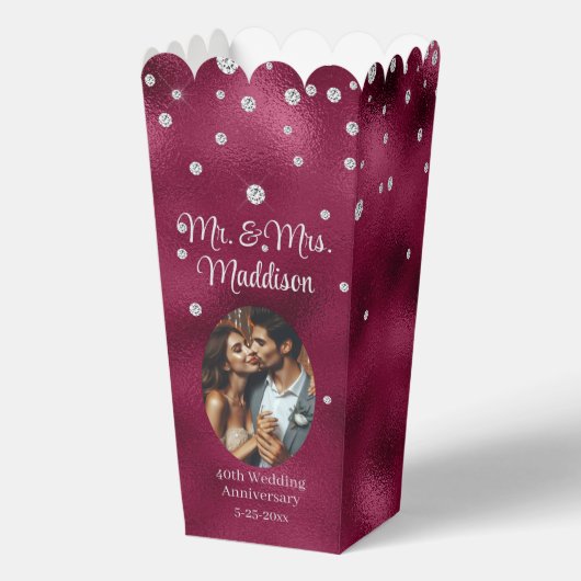 Elegant Ruby Foil & 40 Jahre Popcorn Geschenkschachtel (Vorderseite)