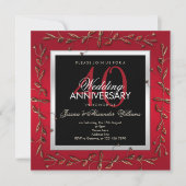 Elegant Ruby Gemstones 40. Hochzeitstag Einladung (Vorderseite)