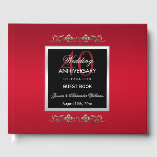 Elegant Ruby Gemstones 40. Hochzeitstag Gästebuch