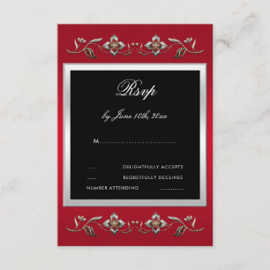 Elegant Ruby Gemstones 40. Hochzeitstag RSVP Karte