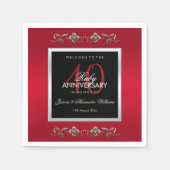 Elegant Ruby Gemstones 40. Hochzeitstag Serviette (Vorderseite)