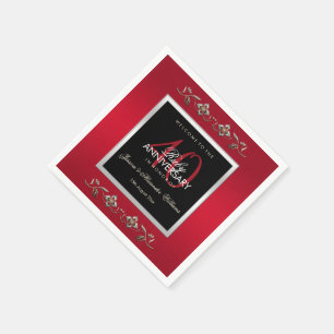 Elegant Ruby Gemstones 40. Hochzeitstag Serviette