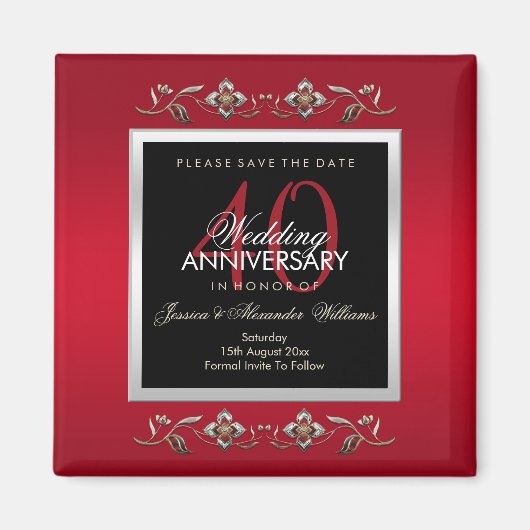 Elegant Ruby Gemstones Save the Date Magnet (Vorne)