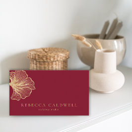 Elegant Ruby Red Floral QR Code Visitenkarte