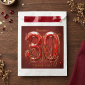 Elegant Ruby Red Gold 30th Birthday Thank You Geschenktütchen