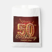 Elegant Ruby Red Gold 50th Birthday Thank You Geschenktütchen (Vorderseite)